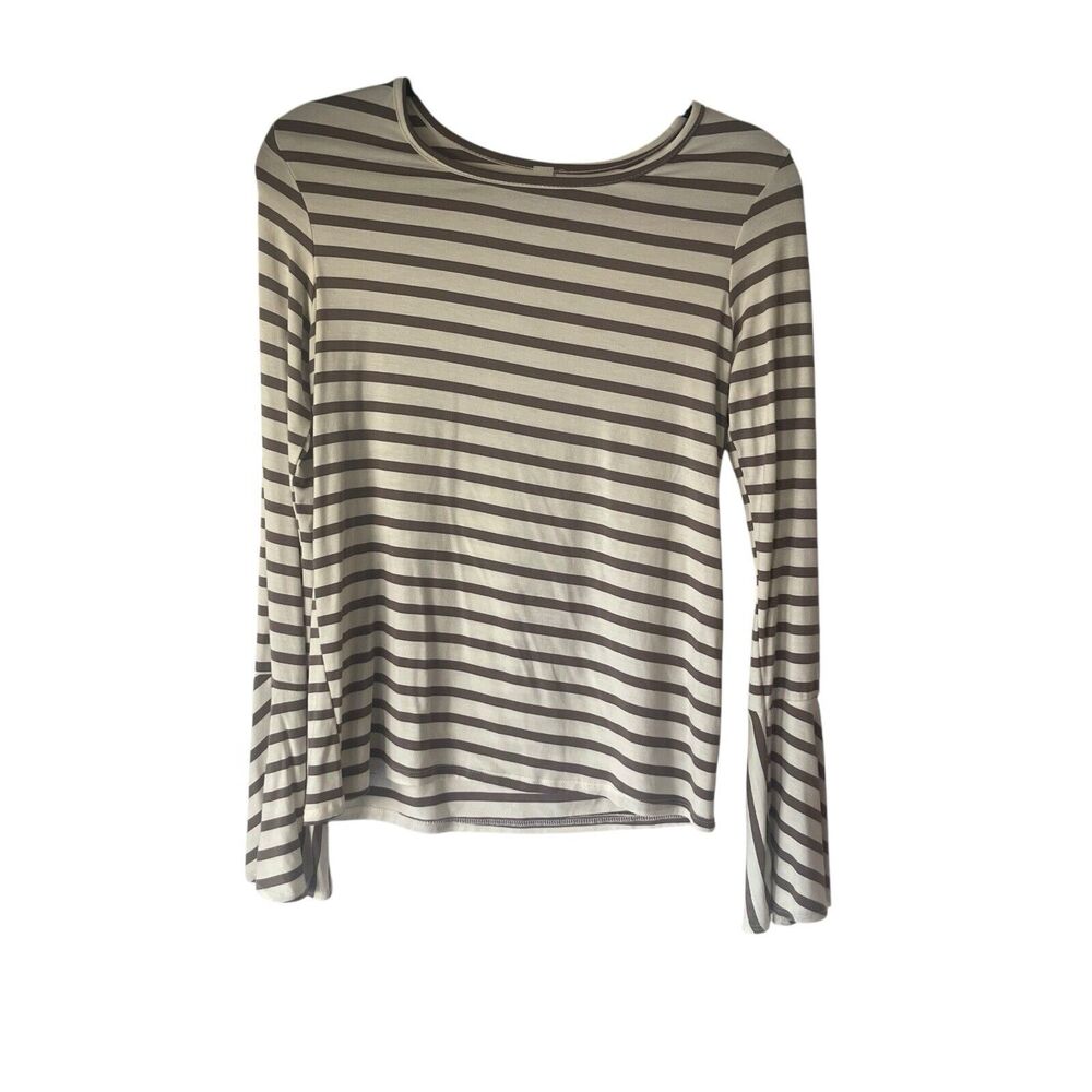 Jolie Los Angeles Women's Size Medium Soft Striped Bell‎ Sleeves Casual Top